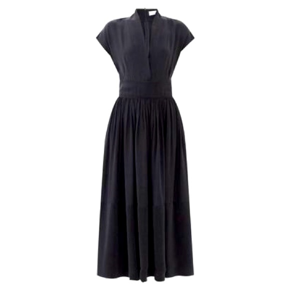 Raey black shawl shoulder maxi dress